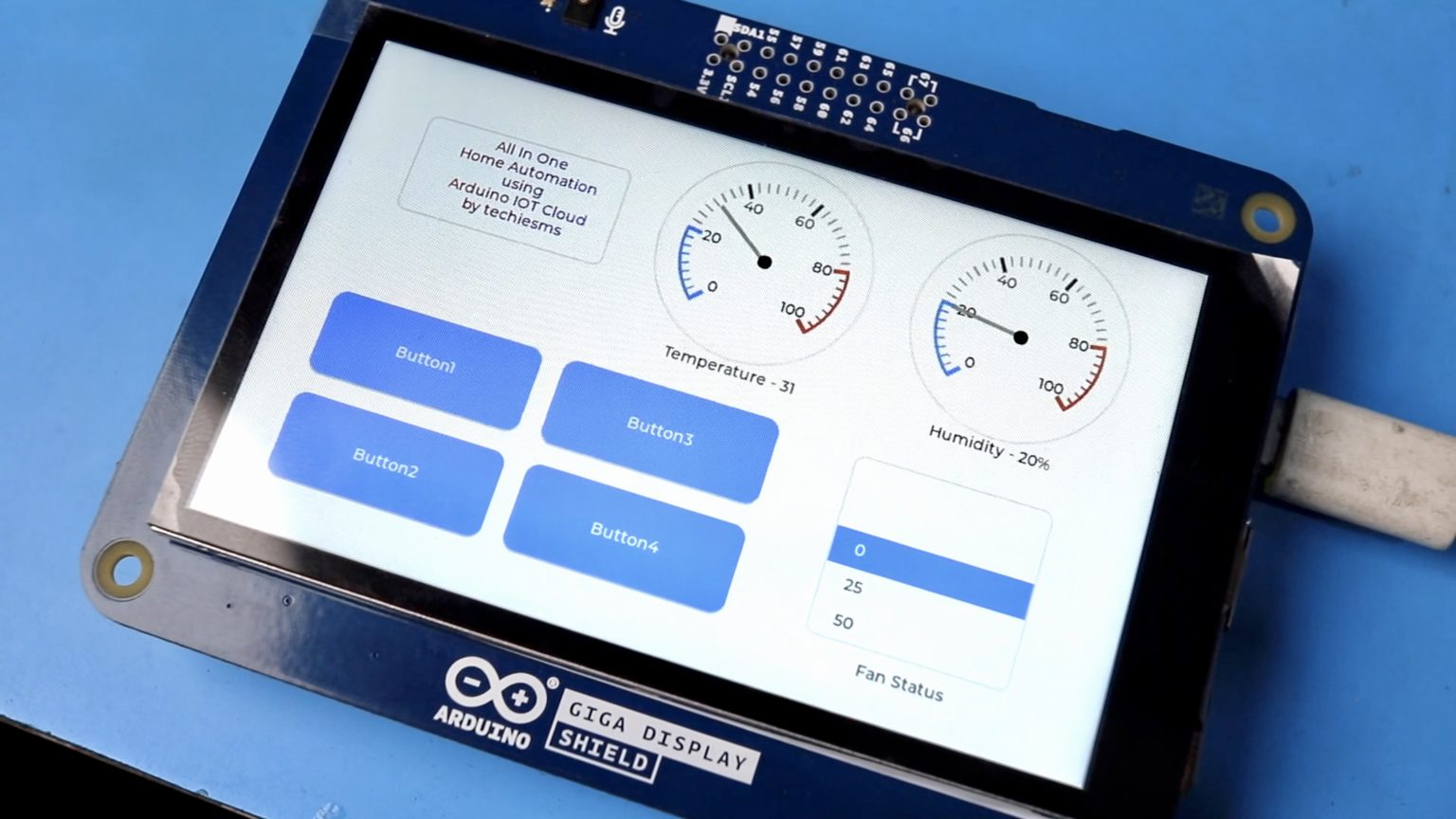 This All In Dashboard Uses The Arduino GIGA Display Shield To Control