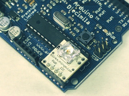 BlinkM connected to an Arduino