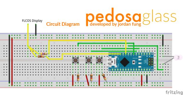 Arduino Nano chytré brýle - schéma zapojení