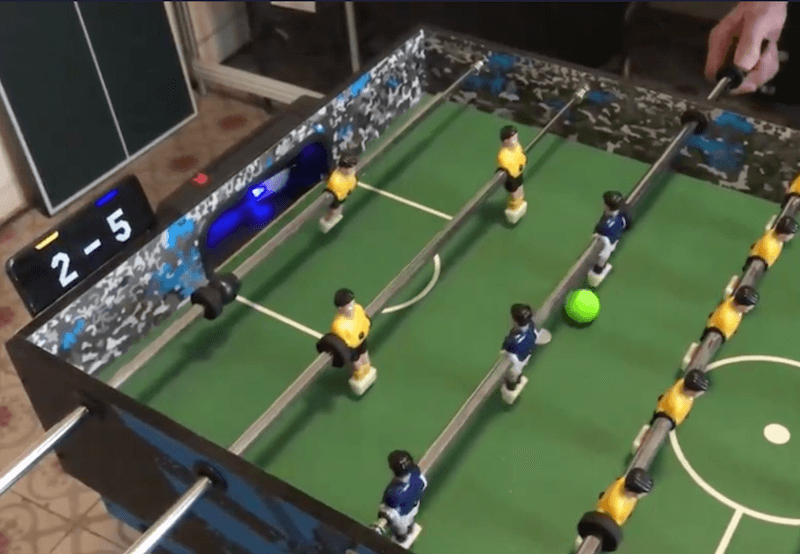 Foosball table with electronic hot sale scoring