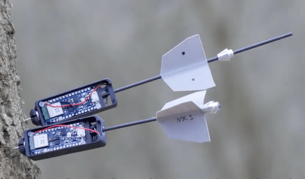This aerial system launches Nano 33 BLE Sense darts for data collection