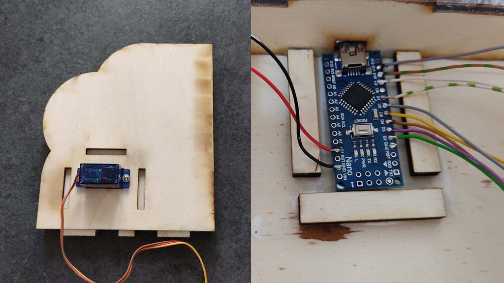 Arduino Nano and servo in steampunk tea maker project