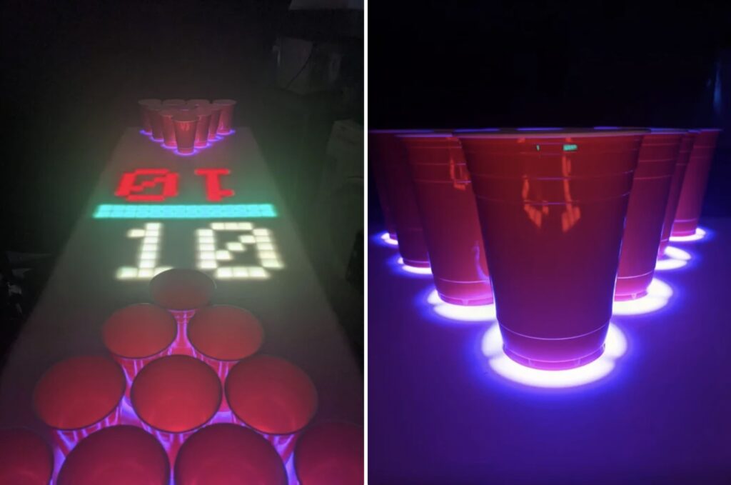 peave lysere Parametre This interactive beer pong table is lit, literally | Arduino Blog