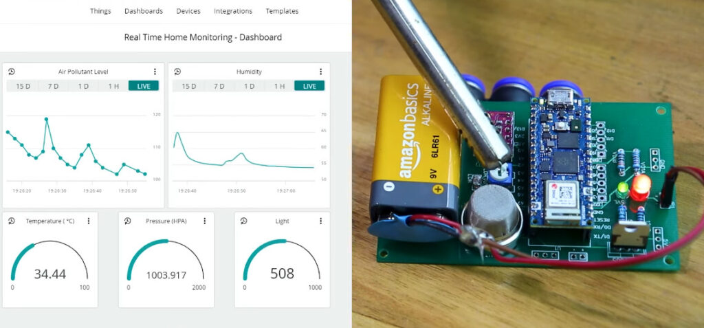 Home monitoring gas sensor Arduino Cloud Nano RP2040 Connect