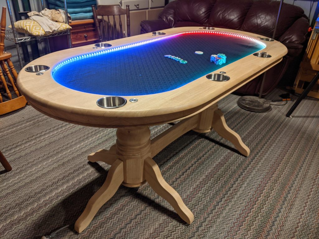 Creep Dingy pharmacist Old dining table converted into the ultimate poker table using Arduino and  LEDs | Arduino Blog