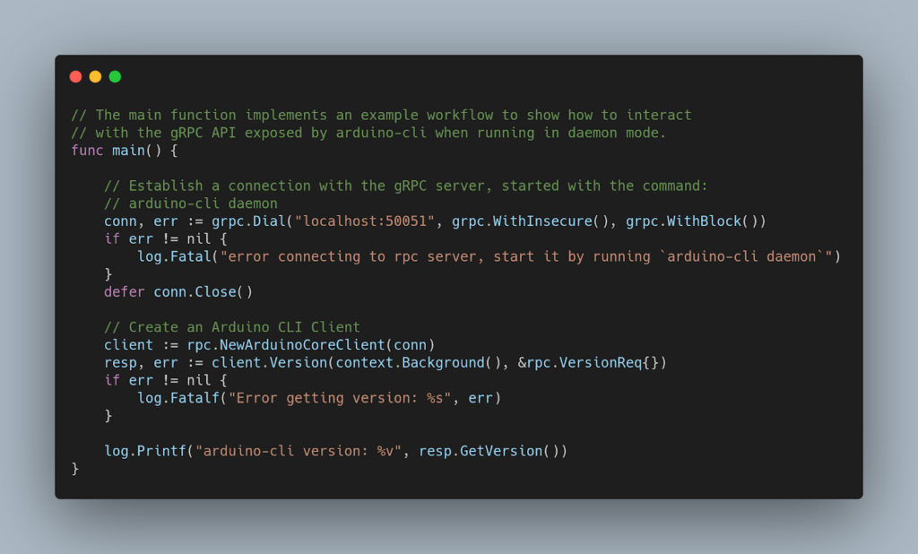 Arduino CLI gRPC