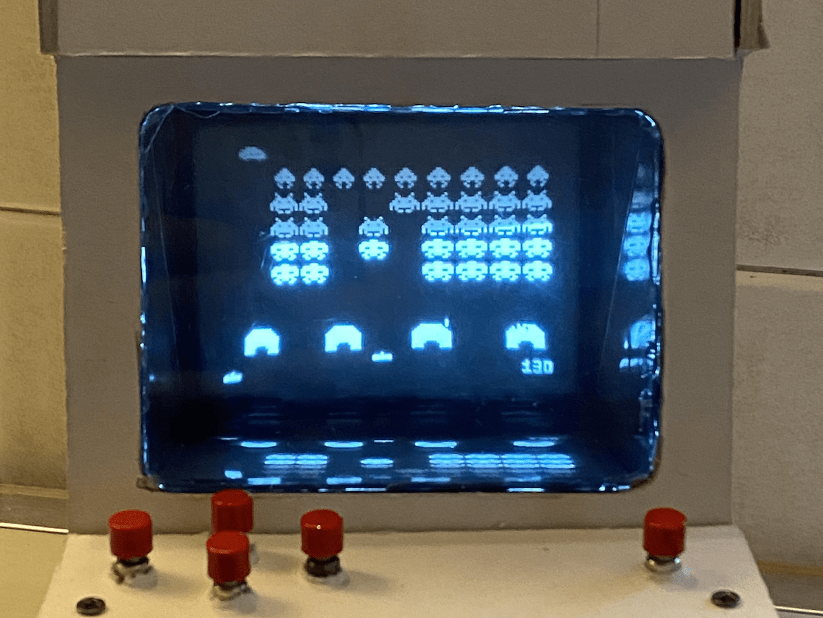 This little Space Invaders game runs on an Arduino Nano with a salvaged CRT screen