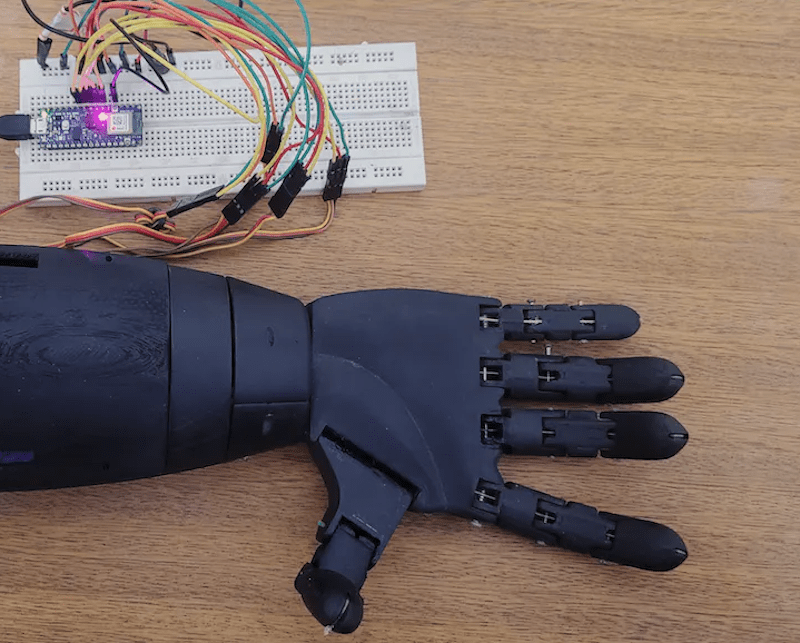 Controlling a bionic hand with tinyML keyword detection