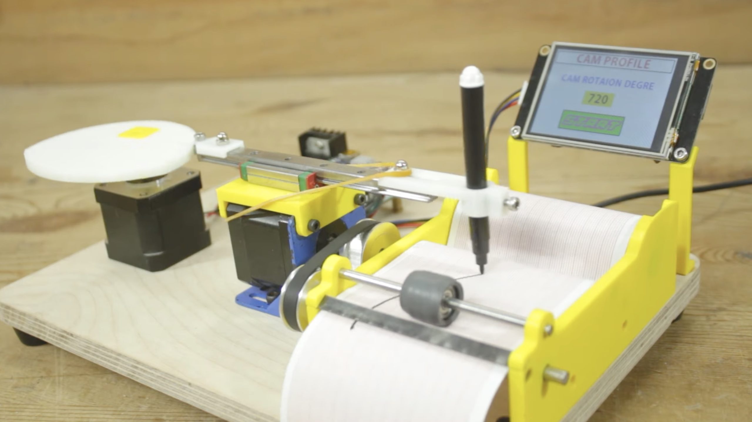 Nifty cam-following plotter can draw many shapes