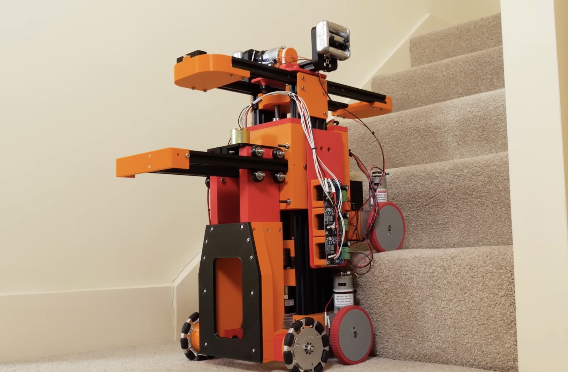 James Bruton’s newest robot climbs stairs