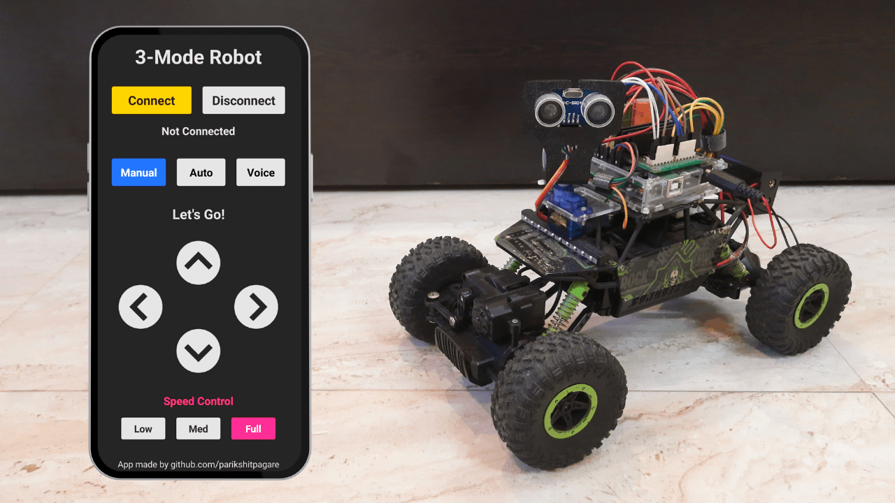 This robot car accepts voice commands or operates autonomously