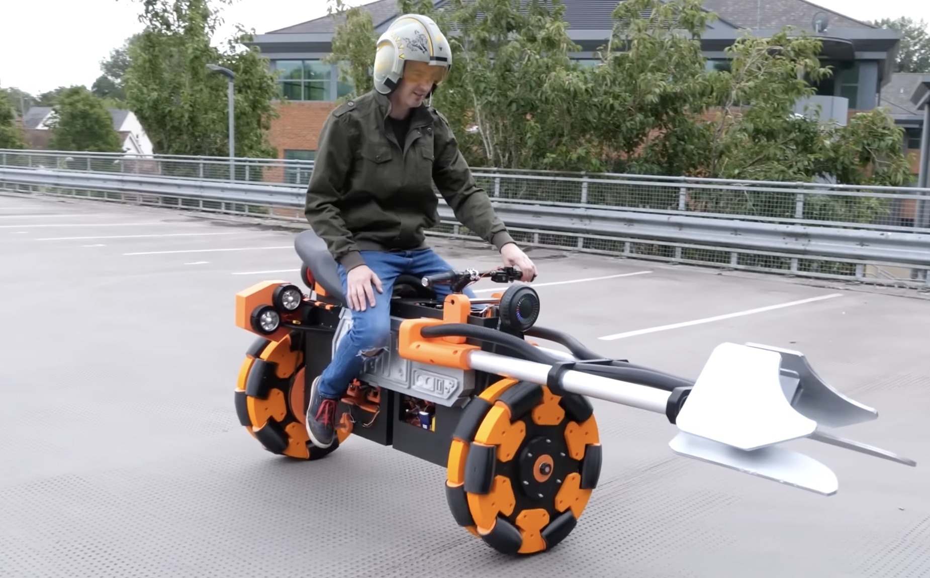 Jet-powered Star Wars speeder bike built from repurposed hoverboard