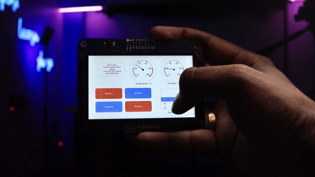 This all-in-dashboard uses the Arduino GIGA Display Shield to control  appliances