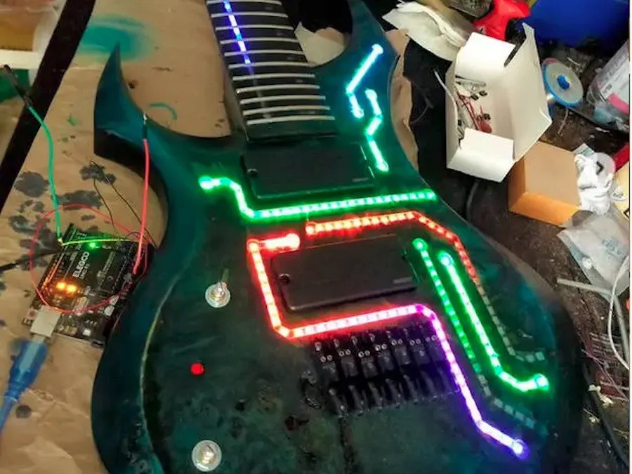 On-body LEDs help this guitar rock harder