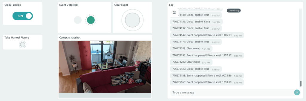 IoT dashboard idea on Arduino Cloud. Use the image widget to detect intrusion with camera photos