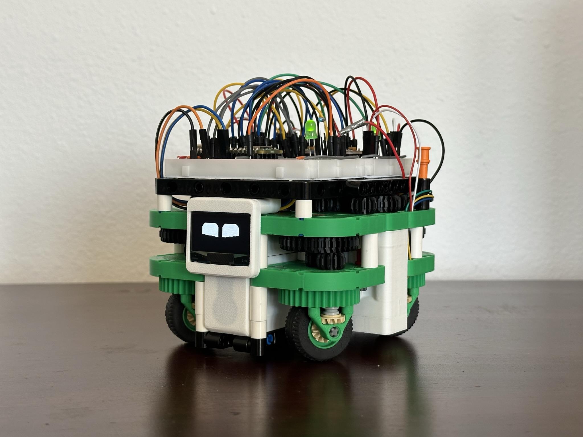 The Swervebot is an omnidirectional robot that combines LEGO and 3D-printed parts